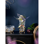 Ваза стеклянная прозрачная с бронзовым основанием в виде ветвей и фарфоровыми птичками Eden Garden варинант исполнения - 4 | Loft Concept в Орле