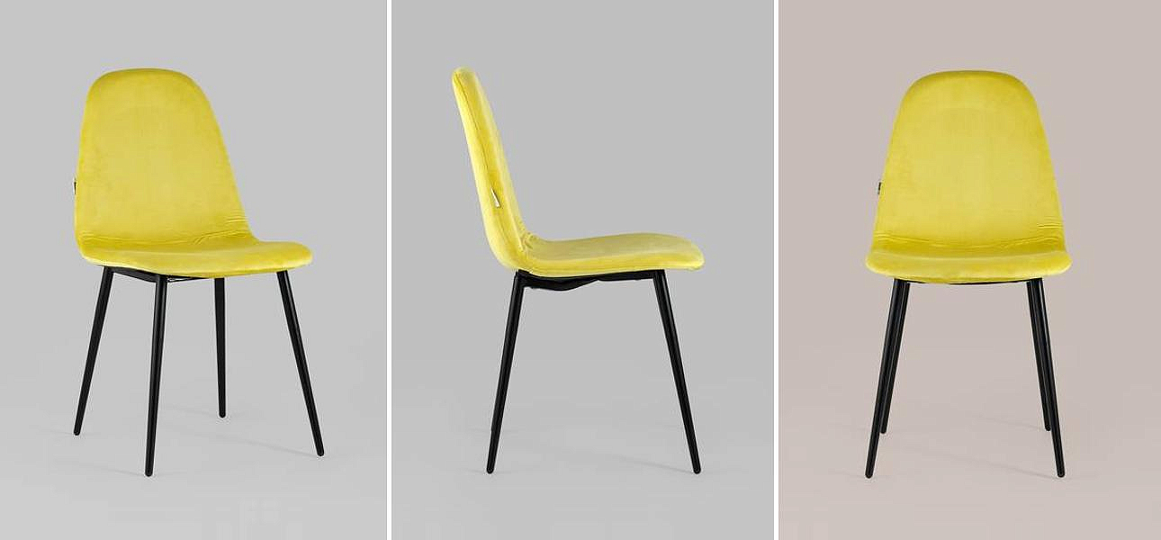 Стул Archie Chair Черные ножки Желтый Велюр Стул Archie Chair Черные ножки Желтый Велюр - Loft-Concept в Орле