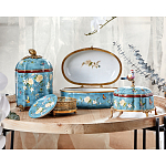 Ваза голубая с крышкой и цветочным узором Genuine Chinese Classics варинант исполнения - 3 | Loft Concept в Орле