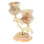 Подсвечник двухрожковый из натурального камня оникс Stone Candlestick варинант исполнения - 2 | Loft Concept в Орле