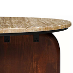 Кофейный столик с круглой столешницей на 2-х массивных деревянных ножках Tandem Travertine and Wood варинант исполнения - 3 | Loft Concept в Орле