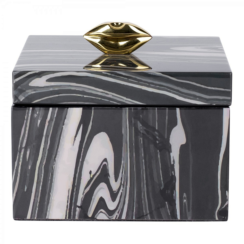 Шкатулка KISS BOX Черный Белый Глянцевое золото Шкатулка KISS BOX Черный Белый Глянцевое золото в Орле | Loft Concept