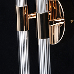 Бра с круглым основанием золотого цвета и двумя вертикальными плафонами Hex Scaffold варинант исполнения - 5 | Loft Concept в Орле