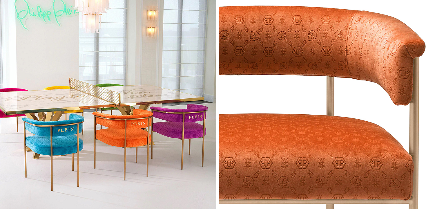 Стул Philipp Plein Dining Chair Monogram Оранжевый Стул Philipp Plein Dining Chair Monogram Оранжевый - Loft-Concept в Орле