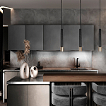 Подвесной светильник с узким цилиндрическим плафоном и золотым металлическим декором Concrete Pipe варинант исполнения - 8 | Loft Concept в Орле