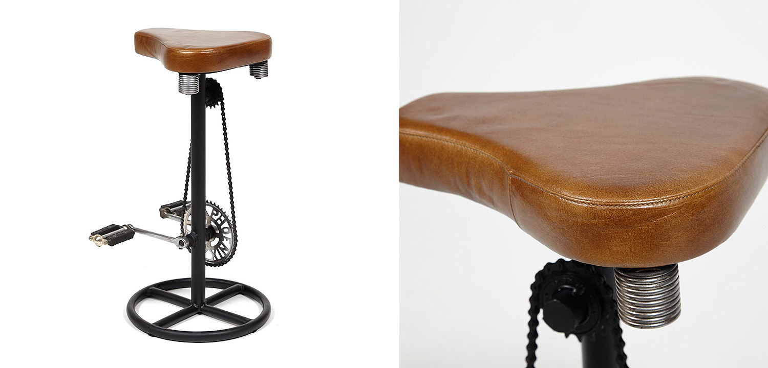 Барный стул с педалями от велосипеда Industrial leather bar stool with bicycle pedals - Loft-Concept в Орле