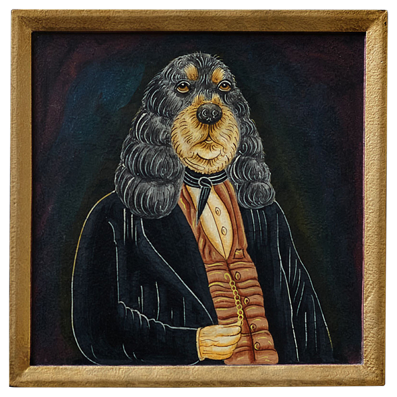 Картина в квадратной раме Chinoiserie Spaniel Dog Portrait Мульти Золотой Картина в квадратной раме Chinoiserie Spaniel Dog Portrait Мульти Золотой в Орле | Loft Concept