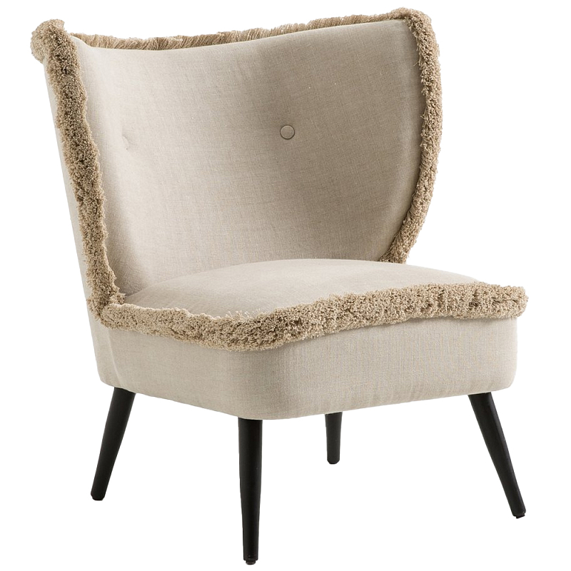 Кресло с декором бахрома Linen Fringe Chair Beige Бежевый Черный Кресло с декором бахрома Linen Fringe Chair Beige Бежевый Черный в Орле | Loft Concept