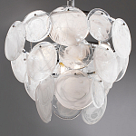 Люстра из белых стеклянных дисков на серебрянном каркасе White Glowing Reflectors варинант исполнения - 7 | Loft Concept в Орле