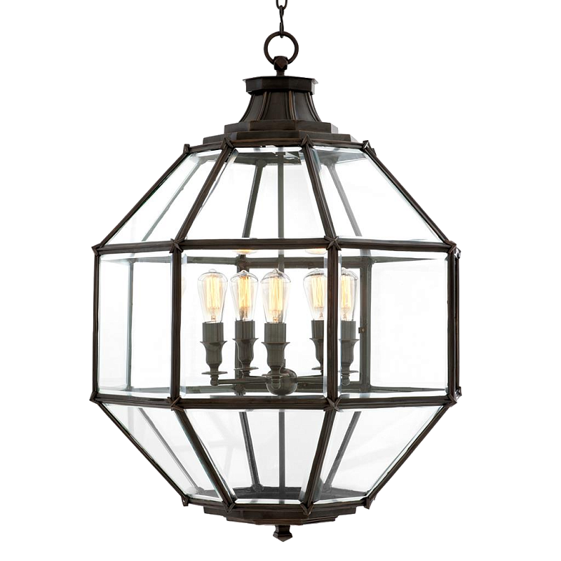 Люстра Lantern Owen Bronze L Темная бронза Прозрачный (Transparent) в Орле | Loft Concept 