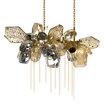 Люстра подвесная с 22-мя гранёными стеклянными плафонами с вертикальными подвесками Gilded Mirage  варинант исполнения - 1 | Loft Concept в Орле