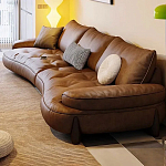 Диван кожаный с каркасом из массива дерева Medieval Furniture варинант исполнения - 4 | Loft Concept в Орле