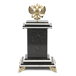 Часы настольные бронзовые с Гербом России из натурального камня Змевик Stone Clock варинант исполнения - 3 | Loft Concept в Орле