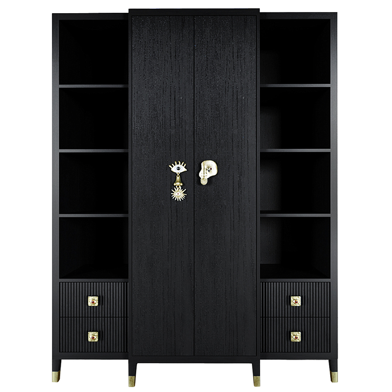 Большой шкаф с витриной Elsa Dreams Black Черный Золотой Большой шкаф с витриной Elsa Dreams Black Черный Золотой в Орле | Loft Concept