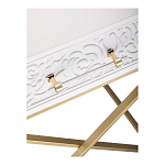Приставной столик с выдвижным ящиком  White Table Carved Pattern варинант исполнения - 5 | Loft Concept в Орле