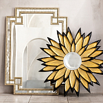 Зеркало-солнце в раме золотого и черного цвета Rays of Peace варинант исполнения - 3 | Loft Concept в Орле