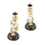 Подсвечники бронзовые на подставке из натурального камня нефрит Stone Candlestick варинант исполнения - 2 | Loft Concept в Орле
