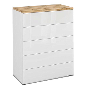 Комод с белым глянцевым фасадом с 5-ю ящиками Grace of Furniture