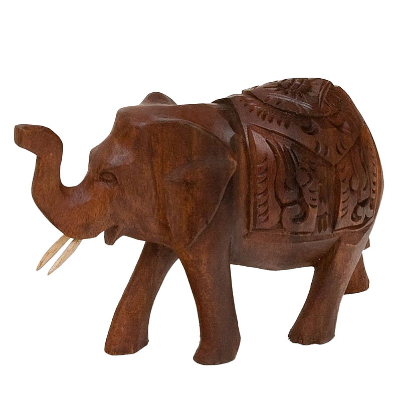 Статуэтка из дерева суар в виде слона в традиционном облачении Little Elephant Коричневый Статуэтка из дерева суар в виде слона в традиционном облачении Little Elephant Коричневый в Орле | Loft Concept