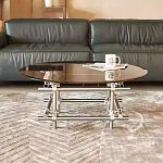 Дизайнерский журнальный стол с круглой столешницей на стальном основании Rivetyk варинант исполнения - 2 | Loft Concept в Орле