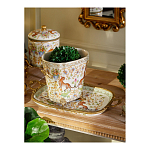 Кашпо с растительным и животным орнаментом на бронзовых ножках Turquoise Blooming Garden варинант исполнения - 8 | Loft Concept в Орле