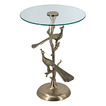 Столик с круглой стеклянной столешницей и корпусом в виде двух павлинов на ветке Table Two Peacocks варинант исполнения - 1 | Loft Concept в Орле