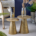 Журнальный столик с конусообразной основой и текстурной поверхностью золотого цвет Ethnic Metal варинант исполнения - 5 | Loft Concept в Орле