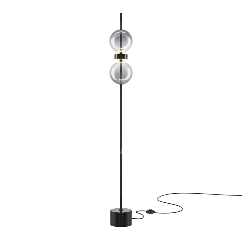 Напольный торшер светодионый Double Moon 3000К 15Вт Дымчатый (Smoke) Черный в Орле | Loft Concept 