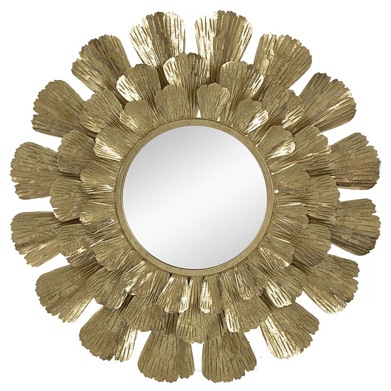 Зеркало круглое настенное в металлической раме Sunny Golden Petals Зеркало круглое настенное в металлической раме Sunny Golden Petals в Орле | Loft Concept