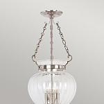 Подвесной светильник цвета никель с прозрачным ребристым стеклянным плафоном в классическом стиле Elstead Lighting варинант исполнения - 3 | Loft Concept в Орле