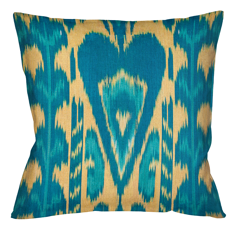 Подушка декоративная бирюзовое сердце Ikat Pattern Бирюзовый Бежевый Подушка декоративная бирюзовое сердце Ikat Pattern Бирюзовый Бежевый в Орле | Loft Concept