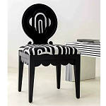 Дизайнерский стул с круглой деревянной спинкой Black and White Clover варинант исполнения - 5 | Loft Concept в Орле