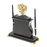 Часы настольные с Гербом России и 2-мя шариковыми ручками в комплекте Stone Clock варинант исполнения - 7 | Loft Concept в Орле