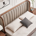 Кровать двуспальная с мягким изголовьем Moon Walnut Bed варинант исполнения - 5 | Loft Concept в Орле