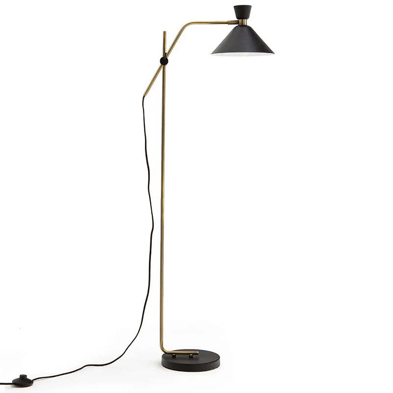 Торшер с поворотным плафоном Davy Brass Floor Lamp Черный Латунь Торшер с поворотным плафоном Davy Brass Floor Lamp Черный Латунь в Орле | Loft Concept