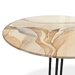 Стол журнальный круглый с бежевой столешницей из стекла Beige Marble варинант исполнения - 3 | Loft Concept в Орле