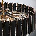 Люстра из черного металла с многоярусными подвесками из прозрачного хрусталя на золотой цепи Empire Black Chandelier Crystal варинант исполнения - 11 | Loft Concept в Орле