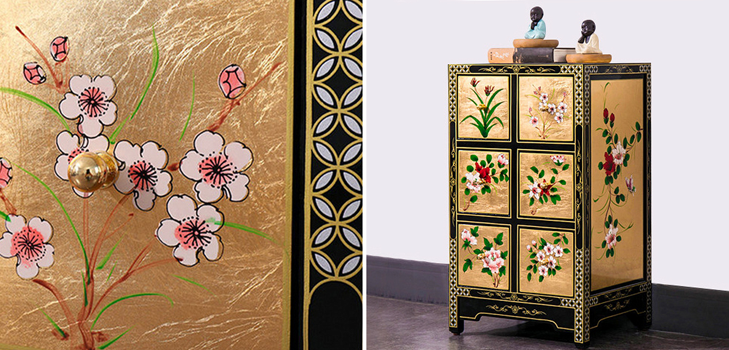 Тумба в Китайском стиле ручная роспись Black and Gold Chinese Nightstand Тумба в Китайском стиле ручная роспись Black and Gold Chinese Nightstand - Loft-Concept в Орле