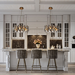 Люстра подвесная круглая с овальными подвесками из стекла дымчатого цвета Harlow Crystal Round варинант исполнения - 6 | Loft Concept в Орле