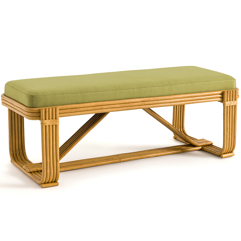 Скамья из ротанга с подушкой Mattia Rattan Bench Древесина Зеленый Скамья из ротанга с подушкой Mattia Rattan Bench Древесина Зеленый в Орле | Loft Concept
