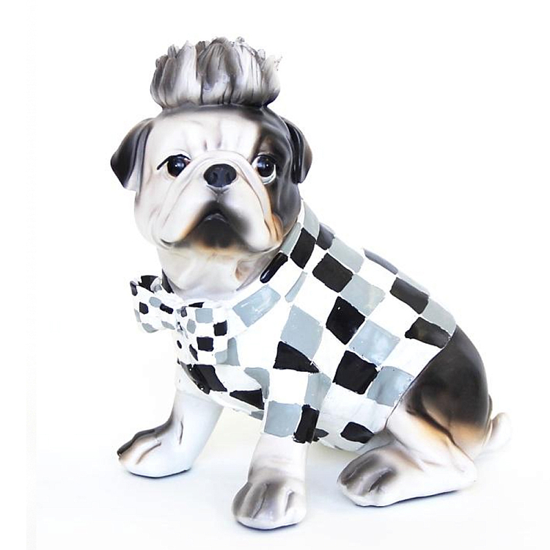 Статуэтка собака в клетчатой куртке Fashionable Dogs Cell Серый Белый Голубой Статуэтка собака в клетчатой куртке Fashionable Dogs Cell Серый Белый Голубой в Орле | Loft Concept