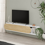 ТВ-тумба подвесная белая с полкой и откидной дверцей цвета древесины TONE TV STAND WHITE варинант исполнения - 2 | Loft Concept в Орле