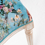 Стул из массива бука бирюзовый с изображением птиц и цветов Turquoise Beige Chinoiserie Birds Garden Chair варинант исполнения - 4 | Loft Concept в Орле