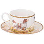 Чайная пара из фарфора с изображением собаки и зайцев 300 мл Hunting Porcelain Collection 2 варинант исполнения - 1 | Loft Concept в Орле
