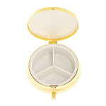 Таблетница карманная круглая с 3-мя отделениями с зеркалом и накладкой из натурального камня Соколиный глаз Gold Stone Pillboxes варинант исполнения - 3 | Loft Concept в Орле