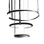 Люстра подвесная с 3-мя кольцами из кожаных ремней черного цвета Half Ring Horizontal  варинант исполнения - 1 | Loft Concept в Орле