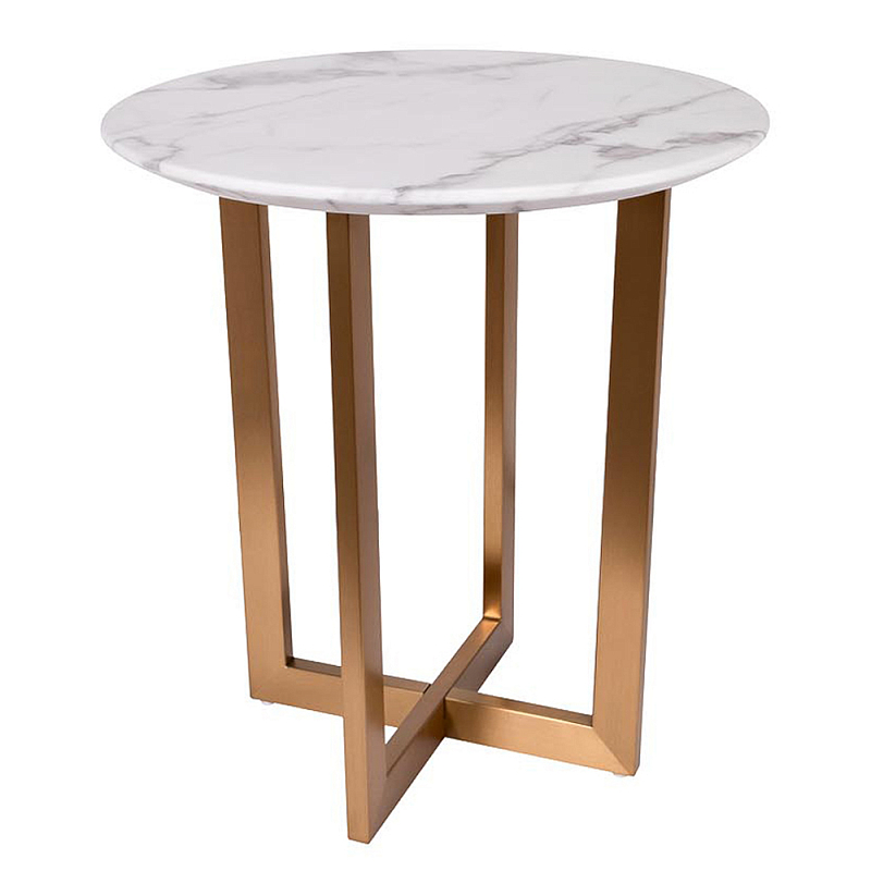 Столик журнальный круглый с белый столешницей Marsali Coffee Table Белый Золотой Столик журнальный круглый с белый столешницей Marsali Coffee Table Белый Золотой в Орле | Loft Concept