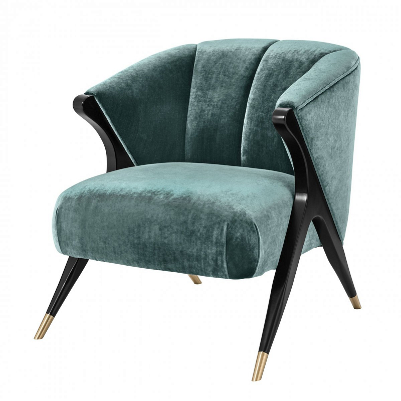 Кресло Eichholtz Chair Pavone Aegean Green Бирюзовый Черный Латунь в Орле | Loft Concept 