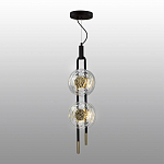 Подвесной светильник с 2-мя прозрачными стеклянными плафонами и золотистыми центральными вставками Virelia  варинант исполнения - 4 | Loft Concept в Орле