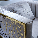 Кресло велюровое серое с фактурным каркасом золотистого цвета Best Traits варинант исполнения - 3 | Loft Concept в Орле